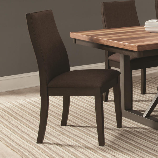  Coaster Furniture Spring Creek 106582 Upholstered Dining Chair - Chocolate (Set of 2) IMAGE 1