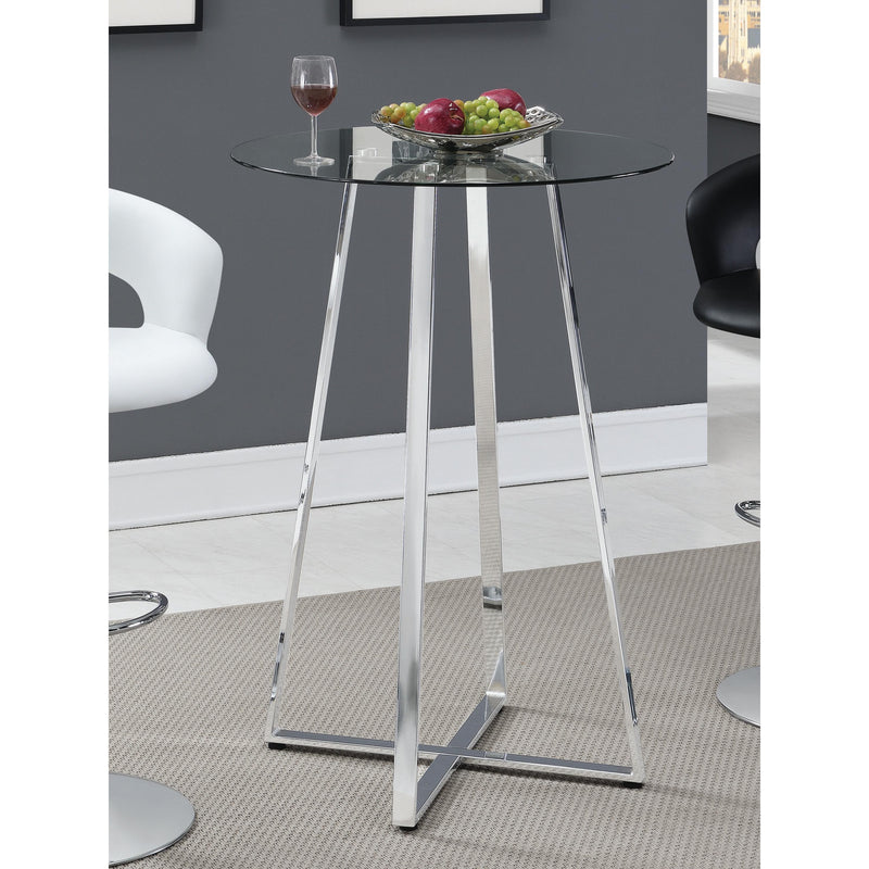  Coaster Furniture Zanella 100026 Round 30-inch Glass Top Bistro Bar Table - Chrome IMAGE 2