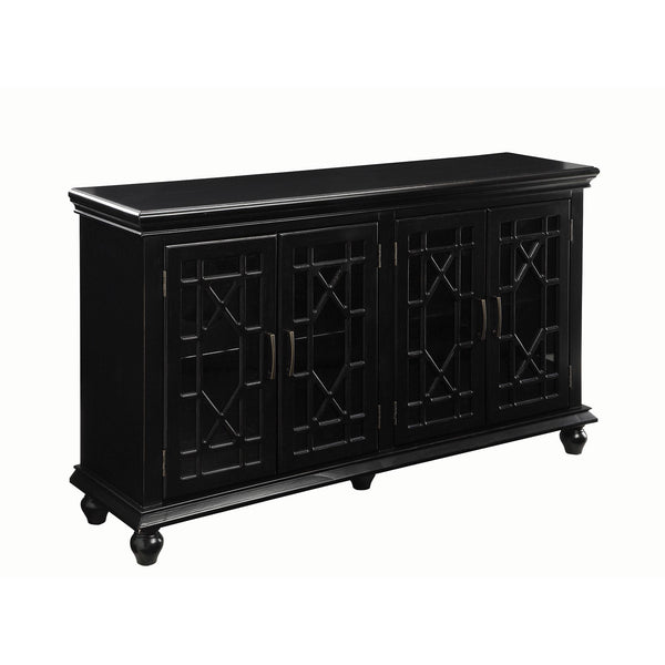  Coaster Furniture Kovu 950639 4-door Wood Lattice Storage Accent Cabinet - Black IMAGE 1