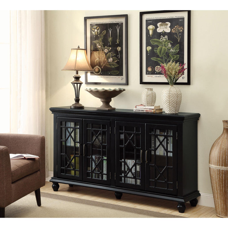  Coaster Furniture Kovu 950639 4-door Wood Lattice Storage Accent Cabinet - Black IMAGE 2