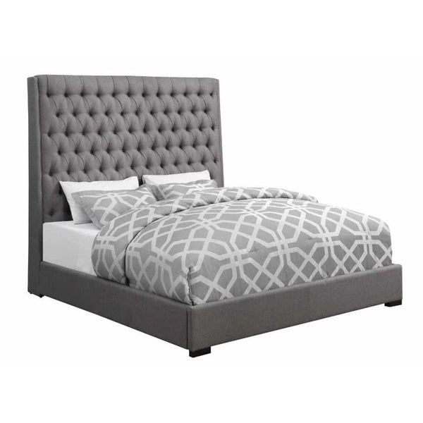  Coaster Furniture Camille 300621KW Upholstered California King Panel Bed - Grey IMAGE 1