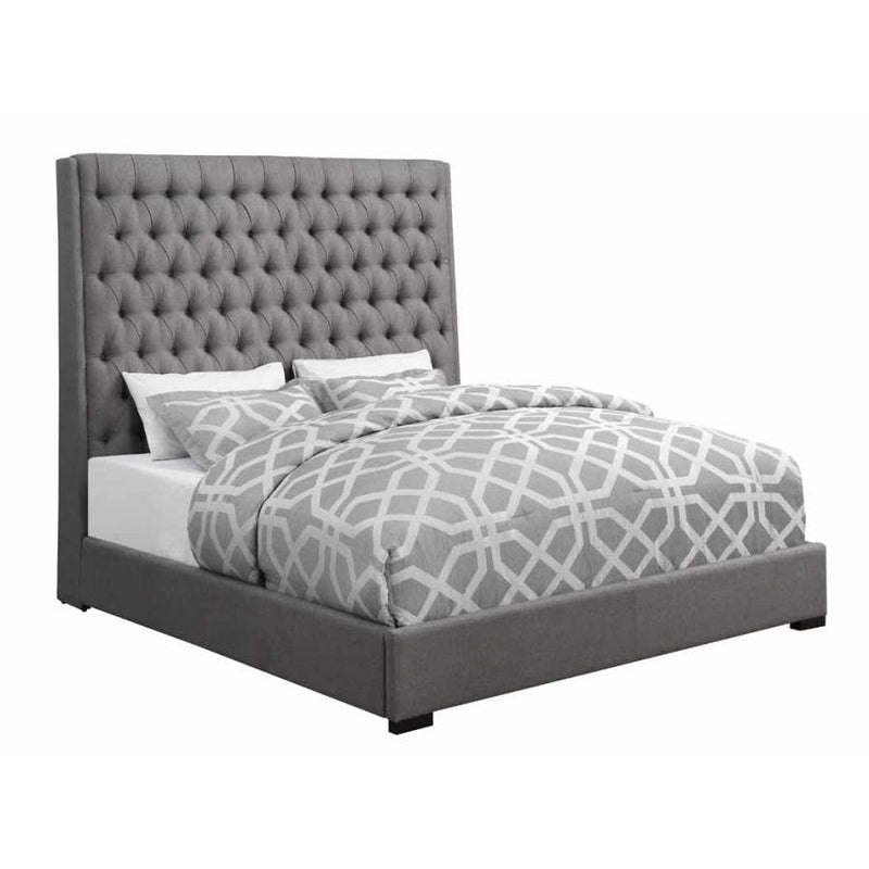  Coaster Furniture Camille 300621KW Upholstered California King Panel Bed - Grey IMAGE 1