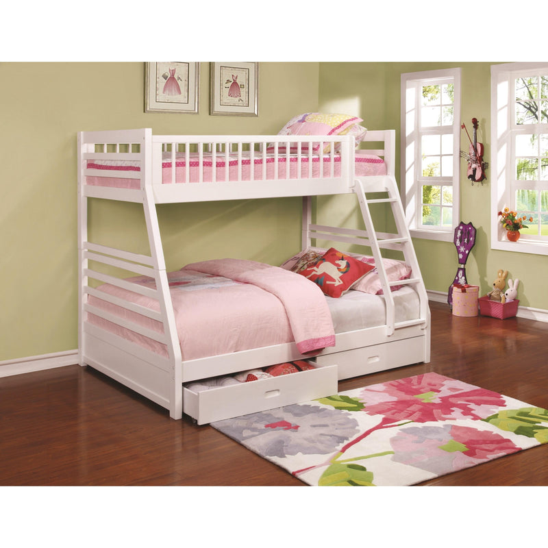  Coaster Furniture Ashton 460180 2-Drawer Wood Twin Over Full Bunk Bed - White IMAGE 1