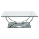  Coaster Furniture Danville 704988 Rectangular U-Shaped Glass Top Coffee Table - Chrome IMAGE 2