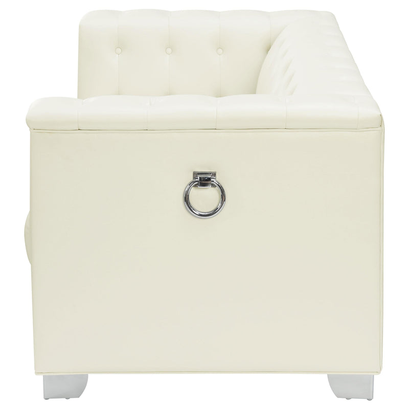  Coaster Furniture Chaviano 505392 Upholstered Track Arm Loveseat - Pearl White IMAGE 4