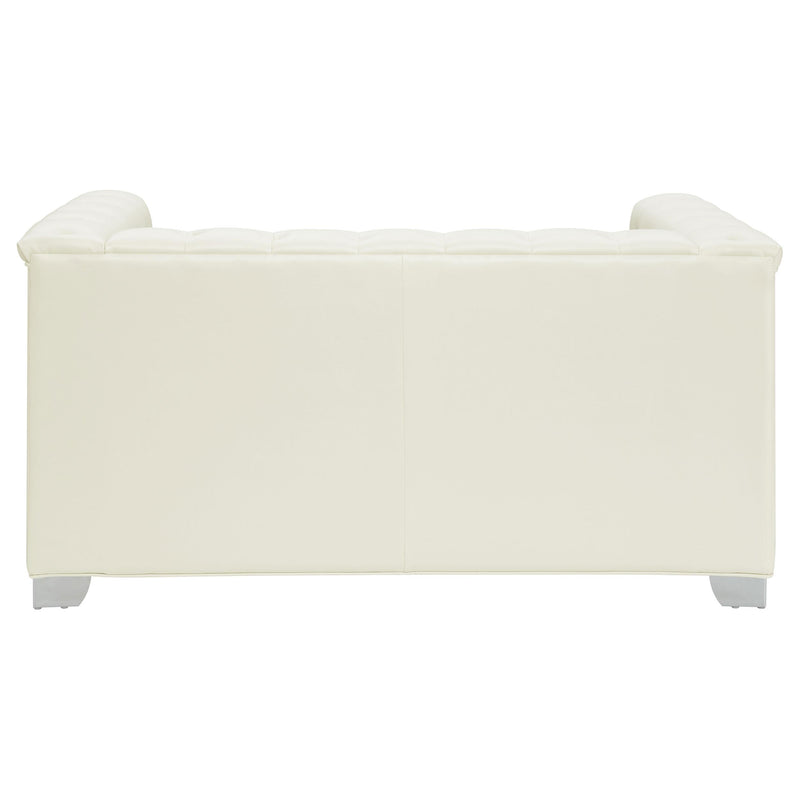  Coaster Furniture Chaviano 505392 Upholstered Track Arm Loveseat - Pearl White IMAGE 5