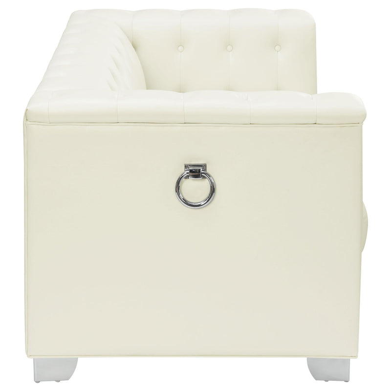  Coaster Furniture Chaviano 505392 Upholstered Track Arm Loveseat - Pearl White IMAGE 6