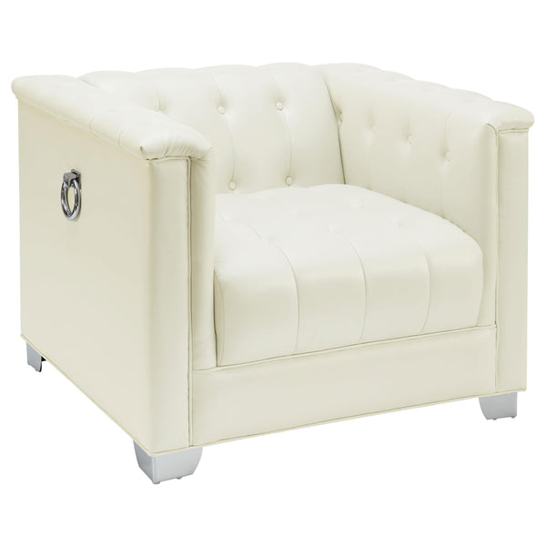  Coaster Furniture Chaviano 505393 Upholstered Track Arm Accent Chair - Pearl White IMAGE 1