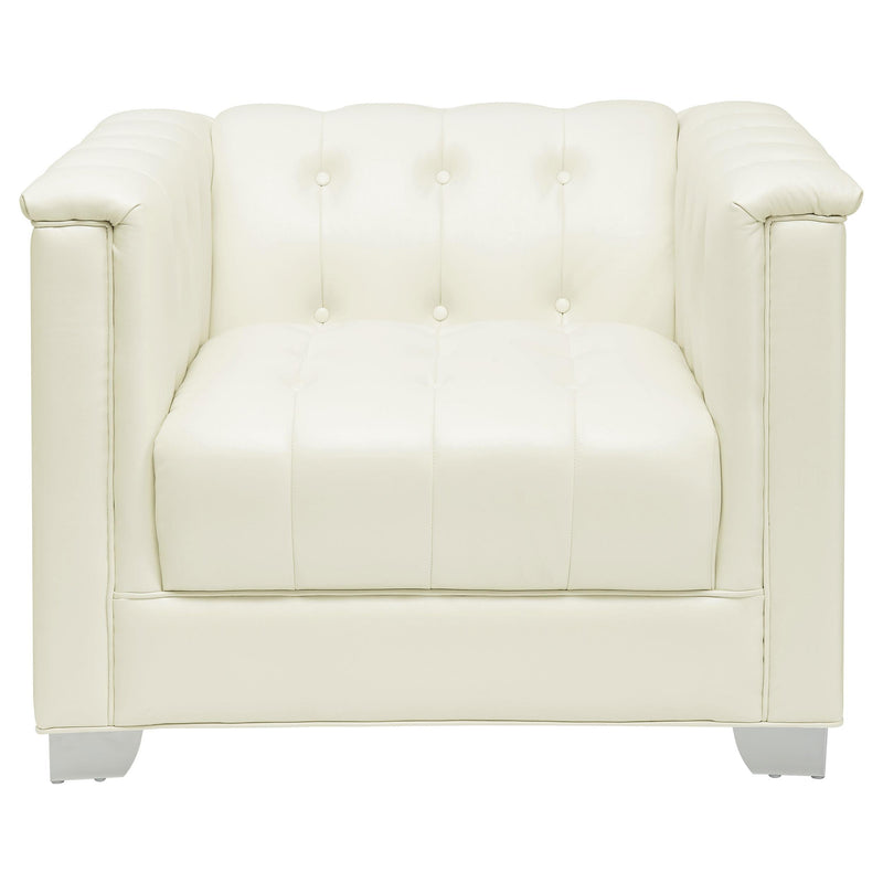  Coaster Furniture Chaviano 505393 Upholstered Track Arm Accent Chair - Pearl White IMAGE 2