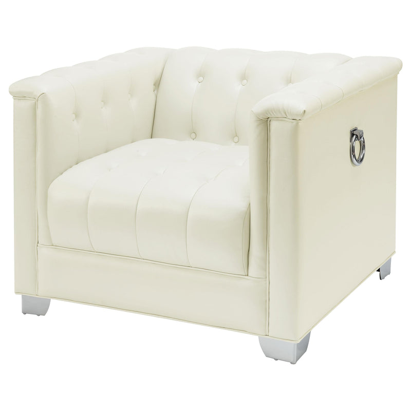  Coaster Furniture Chaviano 505393 Upholstered Track Arm Accent Chair - Pearl White IMAGE 3