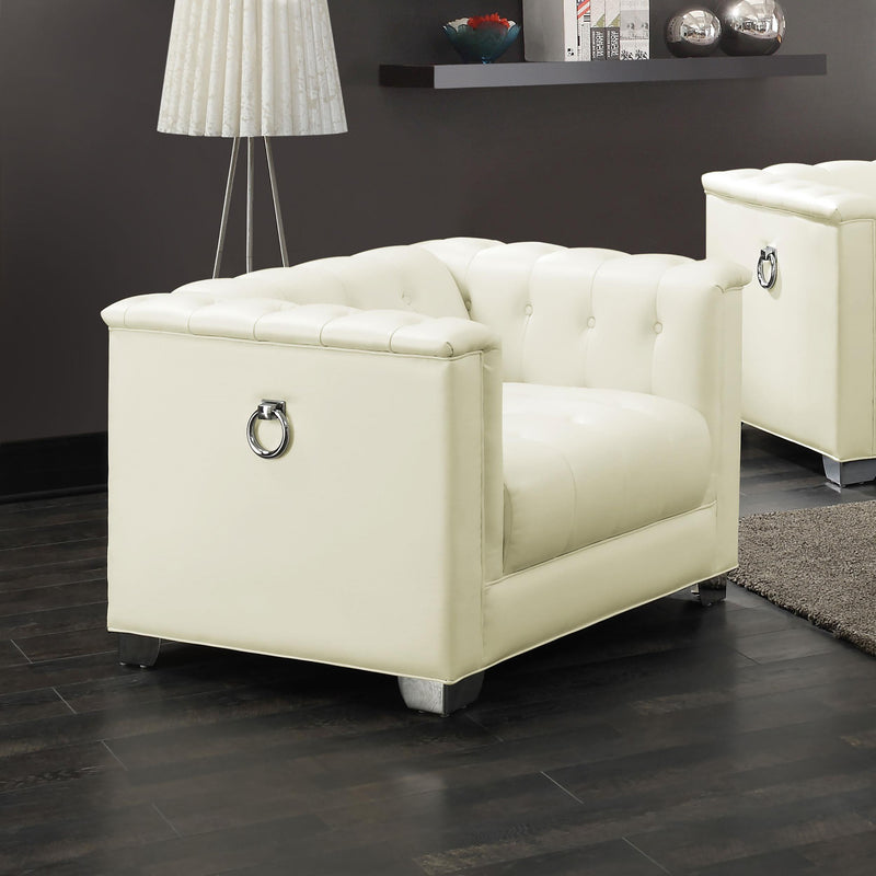  Coaster Furniture Chaviano 505393 Upholstered Track Arm Accent Chair - Pearl White IMAGE 7