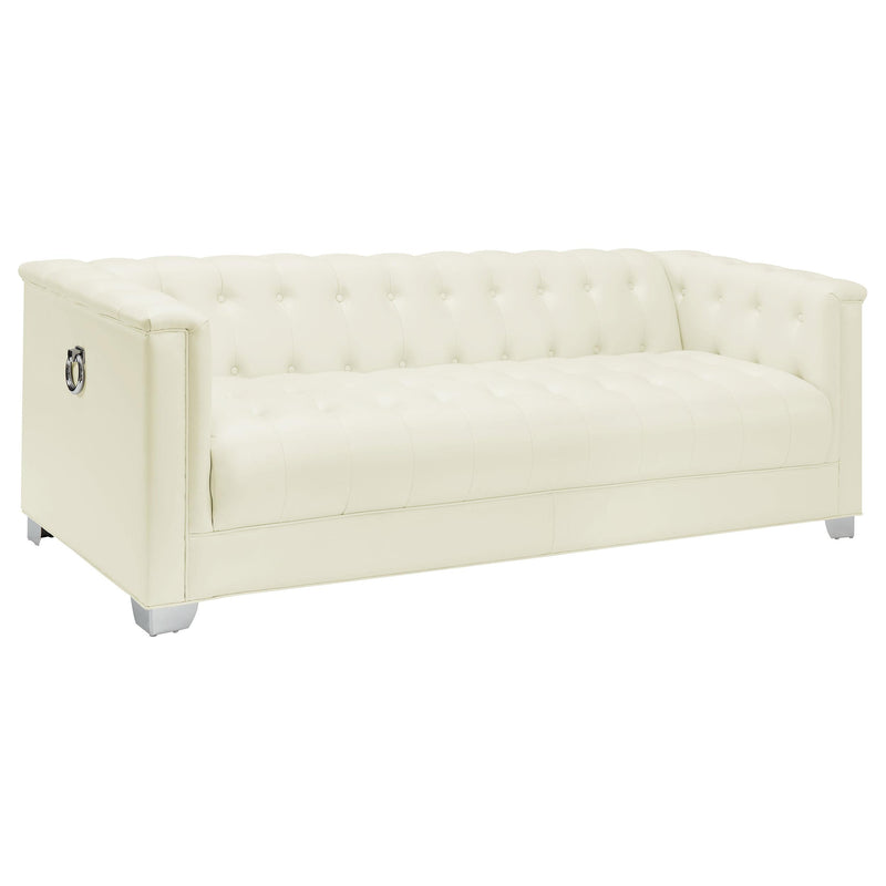  Coaster Furniture Chaviano 505391 Upholstered Track Arm Sofa - Pearl White IMAGE 1