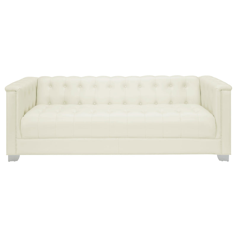  Coaster Furniture Chaviano 505391 Upholstered Track Arm Sofa - Pearl White IMAGE 2
