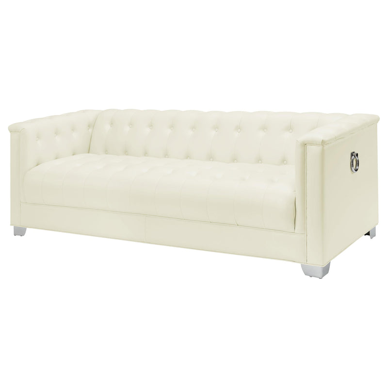  Coaster Furniture Chaviano 505391 Upholstered Track Arm Sofa - Pearl White IMAGE 3