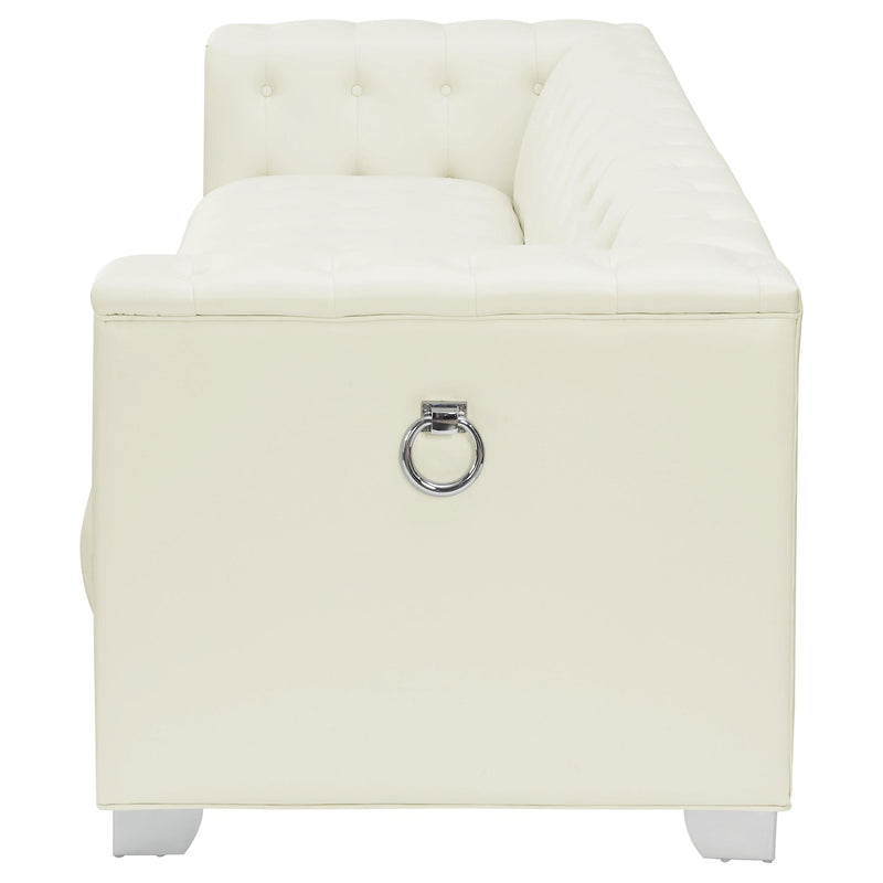  Coaster Furniture Chaviano 505391 Upholstered Track Arm Sofa - Pearl White IMAGE 4