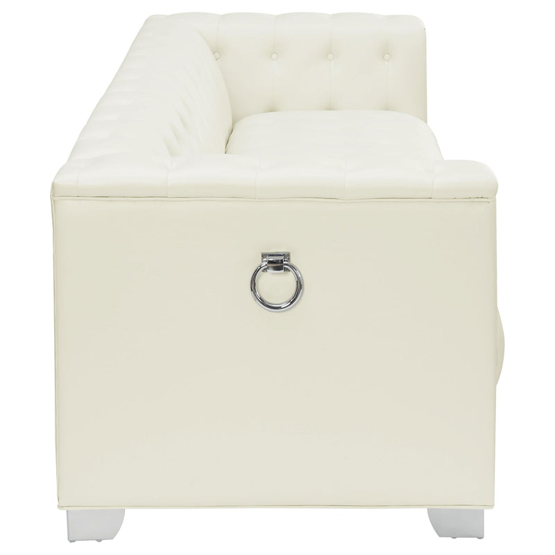  Coaster Furniture Chaviano 505391 Upholstered Track Arm Sofa - Pearl White IMAGE 6
