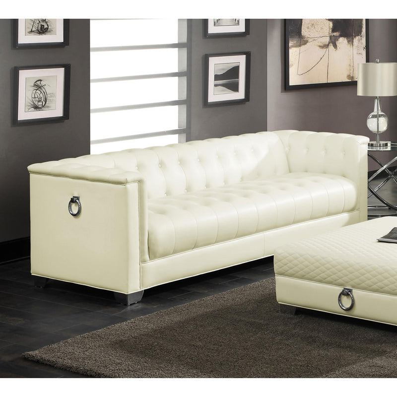  Coaster Furniture Chaviano 505391 Upholstered Track Arm Sofa - Pearl White IMAGE 7