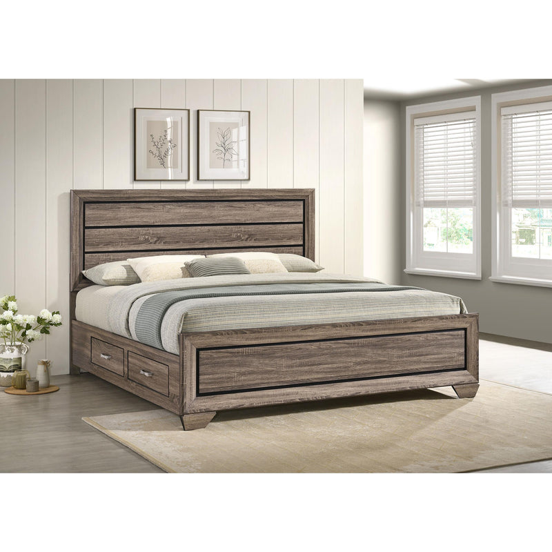  Coaster Furniture Kauffman 204190KE Wood Eastern King Storage Panel Bed - Washed Taupe IMAGE 9