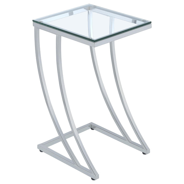  Coaster Furniture Cayden 900082 Rectangular Glass Top Sofa Side Table - Chrome IMAGE 1
