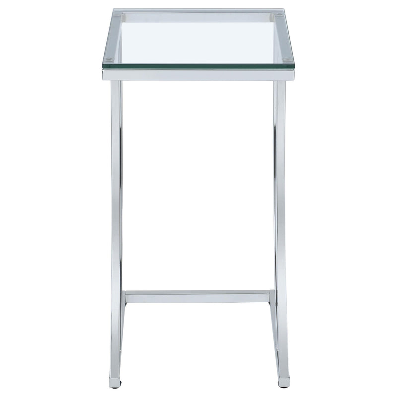  Coaster Furniture Cayden 900082 Rectangular Glass Top Sofa Side Table - Chrome IMAGE 2