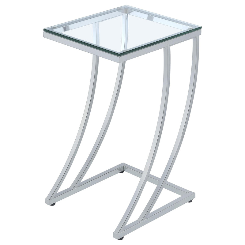  Coaster Furniture Cayden 900082 Rectangular Glass Top Sofa Side Table - Chrome IMAGE 3