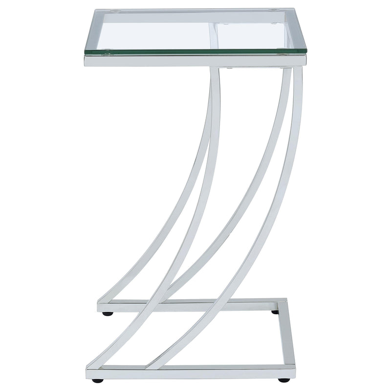  Coaster Furniture Cayden 900082 Rectangular Glass Top Sofa Side Table - Chrome IMAGE 4
