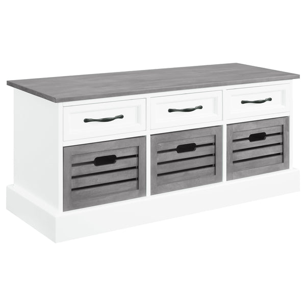  Coaster Furniture Alma 501196 3-Drawer Storage Bench - White and Weathered Grey IMAGE 1