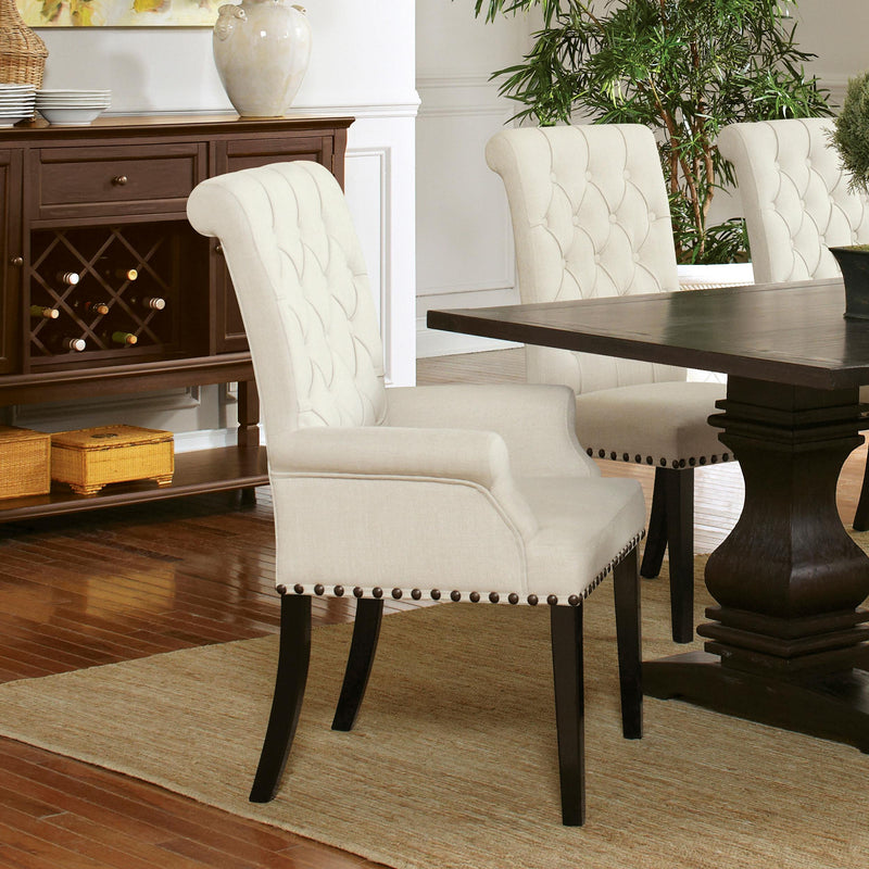  Coaster Furniture Alana 190163 Fabric Upholstered Dining Arm Chair - Beige IMAGE 8