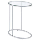  Coaster Furniture Kyle 902927 Oval Glass Top C-Shaped Sofa Side Table - Chrome IMAGE 1