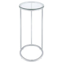  Coaster Furniture Kyle 902927 Oval Glass Top C-Shaped Sofa Side Table - Chrome IMAGE 2