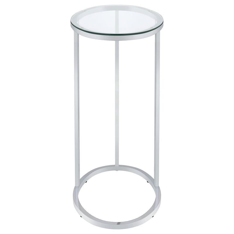  Coaster Furniture Kyle 902927 Oval Glass Top C-Shaped Sofa Side Table - Chrome IMAGE 2