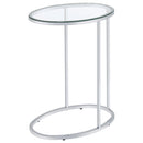  Coaster Furniture Kyle 902927 Oval Glass Top C-Shaped Sofa Side Table - Chrome IMAGE 3