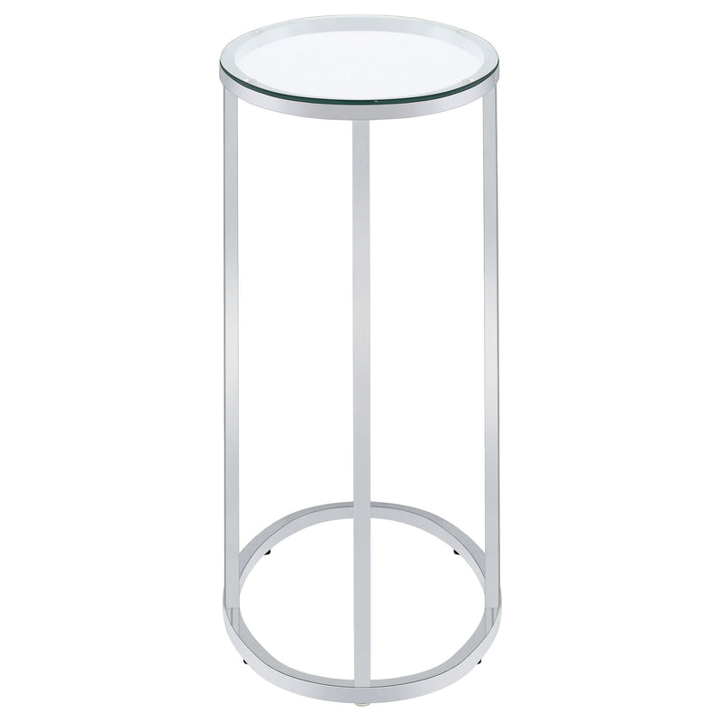  Coaster Furniture Kyle 902927 Oval Glass Top C-Shaped Sofa Side Table - Chrome IMAGE 5