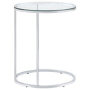  Coaster Furniture Kyle 902927 Oval Glass Top C-Shaped Sofa Side Table - Chrome IMAGE 6