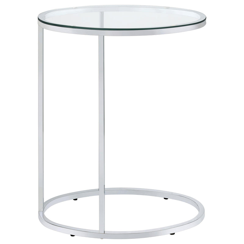  Coaster Furniture Kyle 902927 Oval Glass Top C-Shaped Sofa Side Table - Chrome IMAGE 6