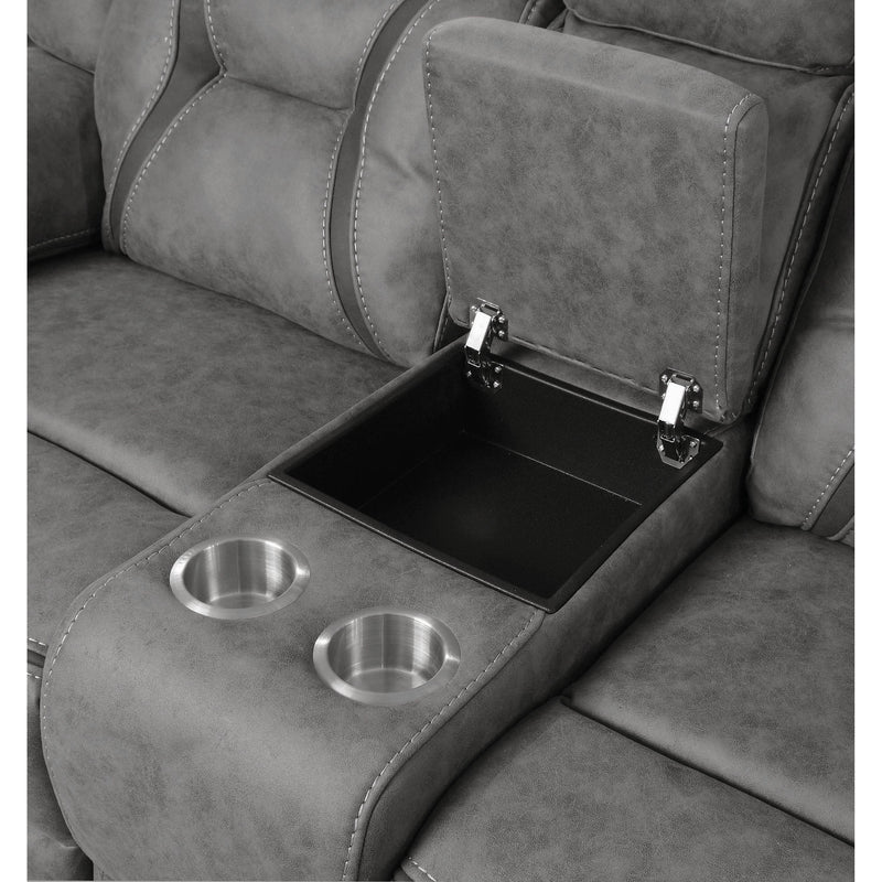  Coaster Furniture Higgins 602262 Upholstered Motion Reclining Loveseat - Grey IMAGE 6