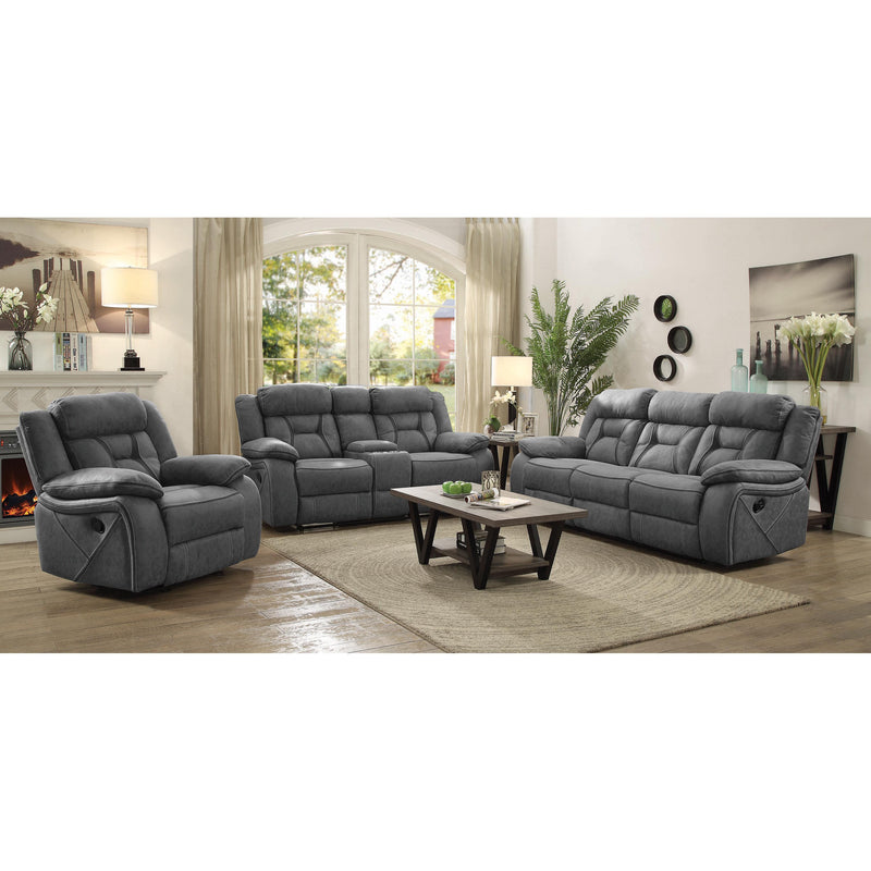  Coaster Furniture Higgins 602262 Upholstered Motion Reclining Loveseat - Grey IMAGE 7