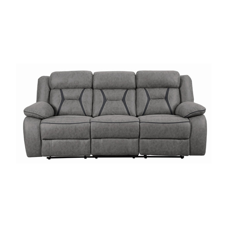  Coaster Furniture Higgins 602261 Upholstered Motion Reclining Sofa - Grey IMAGE 2