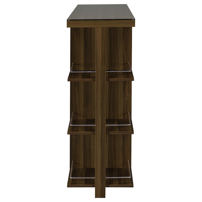  Coaster Furniture Evelio 100439 6-shelf Glass Top Home Bar Wine Cabinet - Walnut IMAGE 4