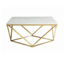 Coaster Furniture Meryl 700846 Square Faux Marble Top Coffee Table - White and Gold IMAGE 1