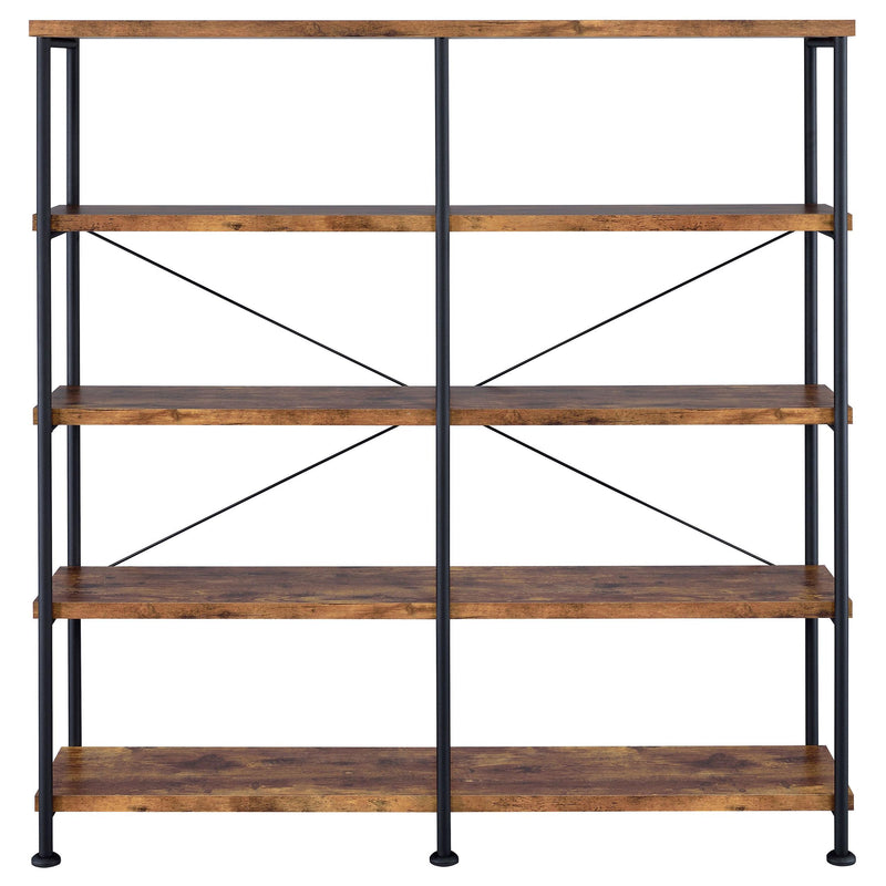  Coaster Furniture Analiese 801543 63-inch 4-shelf Double Bookshelf - Rustic Nutmeg IMAGE 2