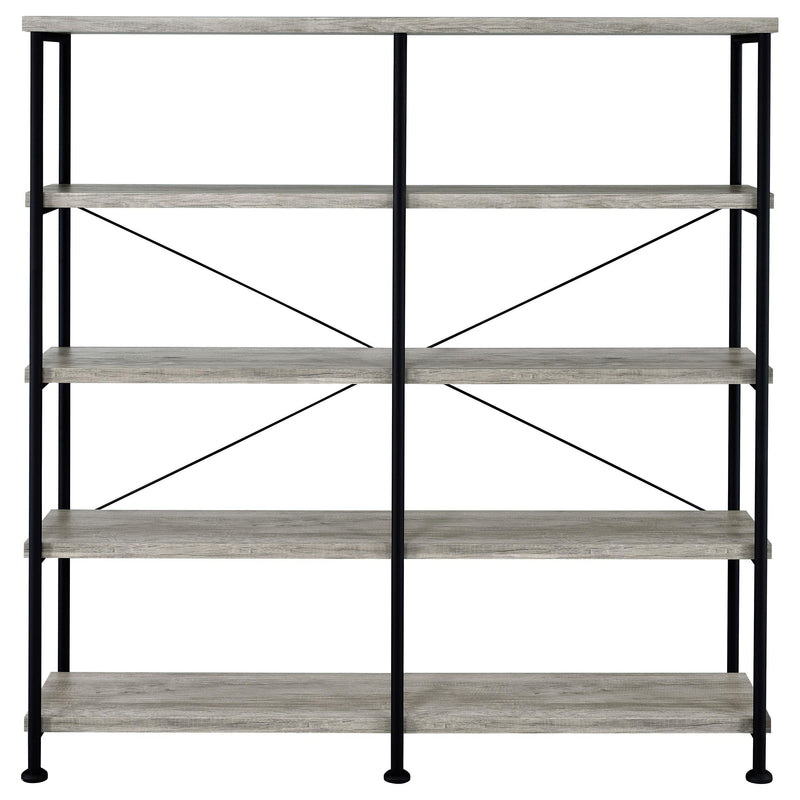  Coaster Furniture Analiese 801544 63-inch 4-shelf Double Bookshelf - Grey Driftwood IMAGE 2