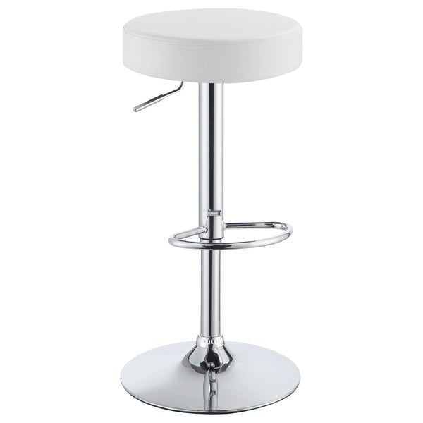  Coaster Furniture Ramses 102550 Adjustable Backless Bar Stool - Chrome and White IMAGE 1