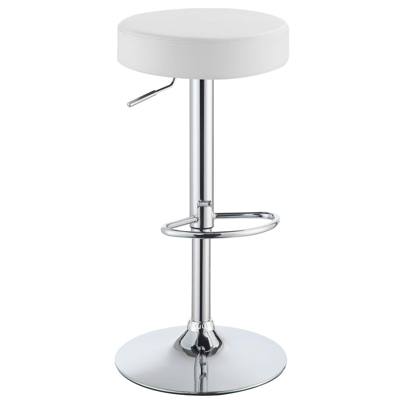  Coaster Furniture Ramses 102550 Adjustable Backless Bar Stool - Chrome and White IMAGE 1