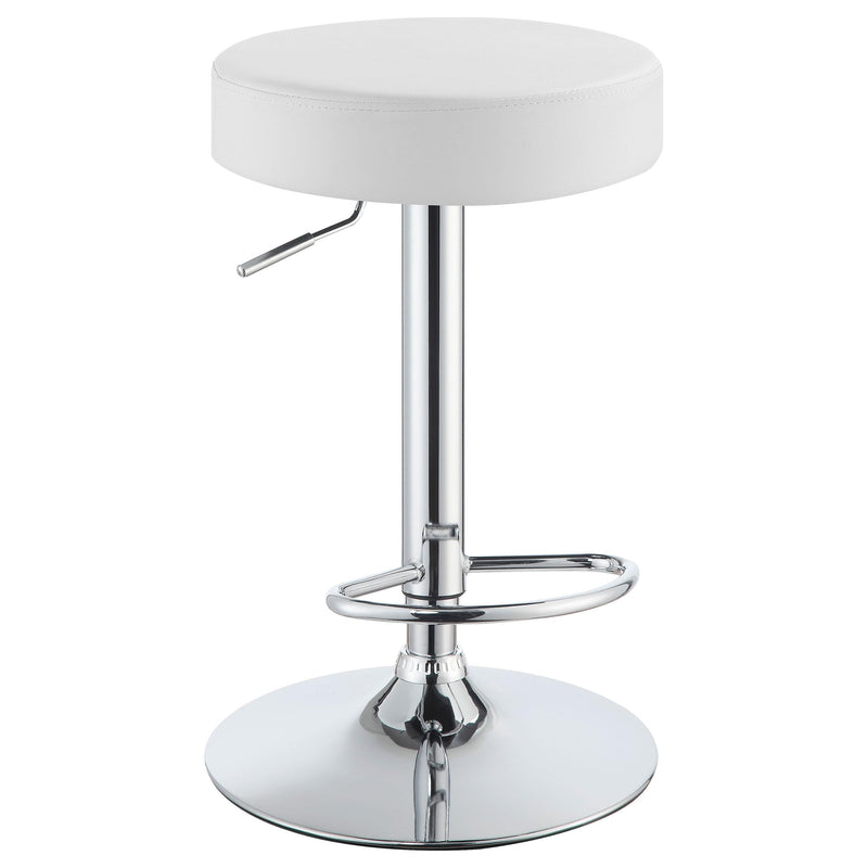  Coaster Furniture Ramses 102550 Adjustable Backless Bar Stool - Chrome and White IMAGE 2