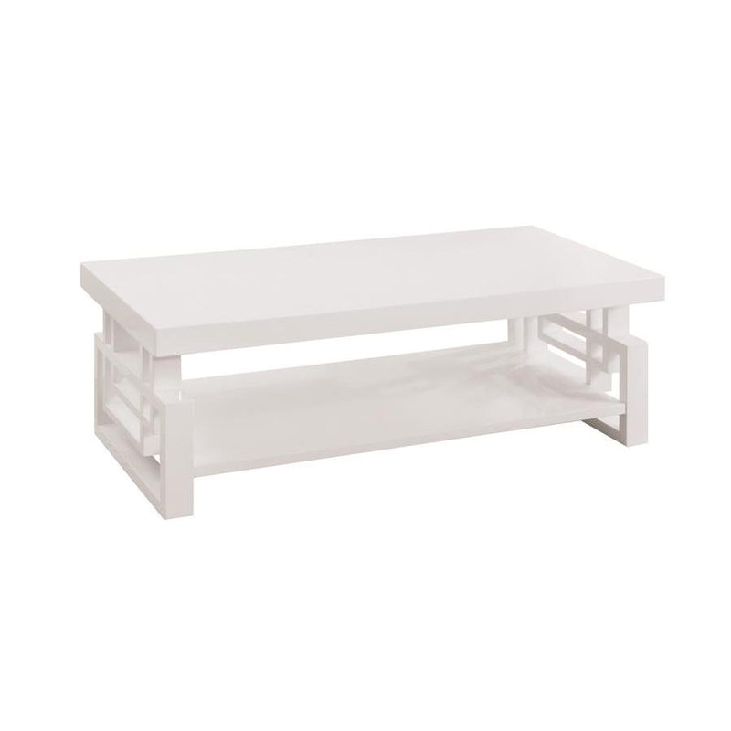  Coaster Furniture Schmitt 705708 Rectangular Coffee Table - White High Gloss IMAGE 1