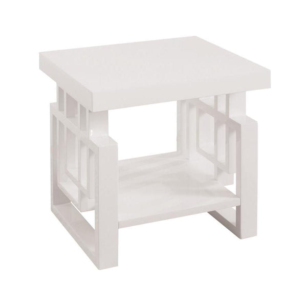  Coaster Furniture Schmitt 705707 Rectangular Side End Table - White High Gloss IMAGE 1