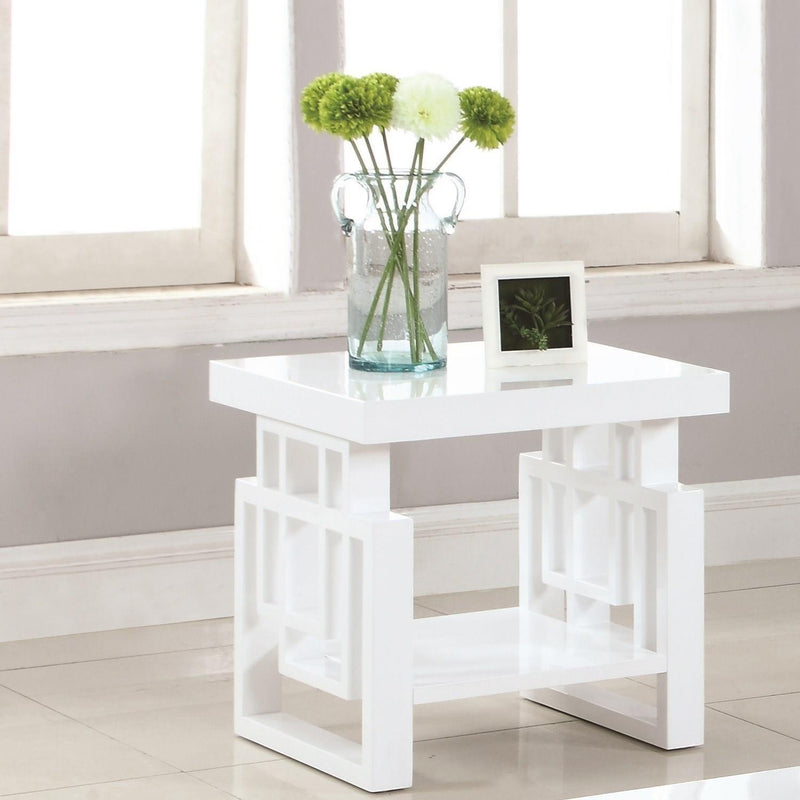  Coaster Furniture Schmitt 705707 Rectangular Side End Table - White High Gloss IMAGE 2