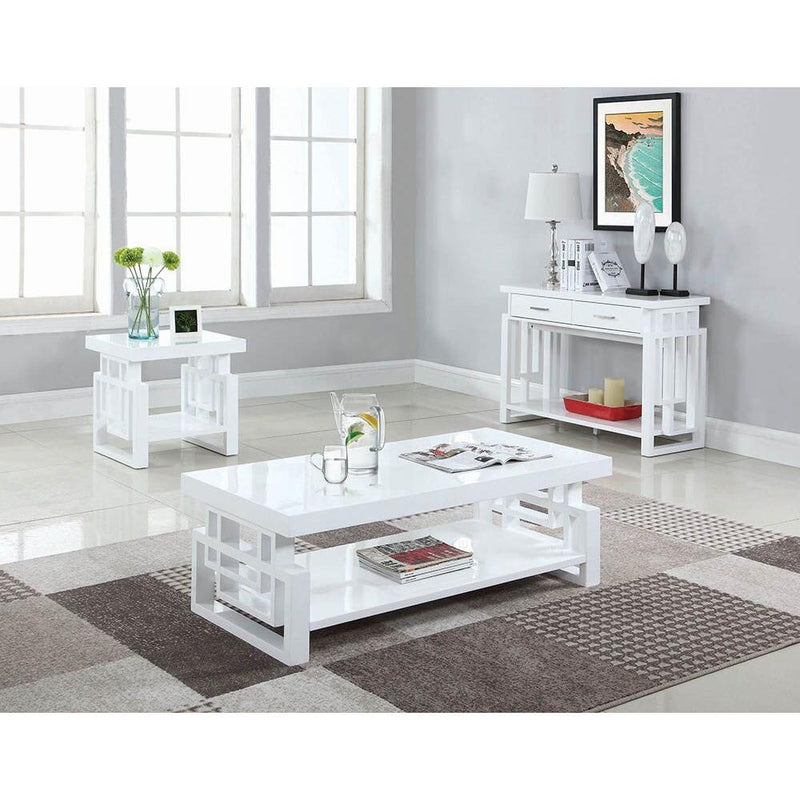  Coaster Furniture Schmitt 705707 Rectangular Side End Table - White High Gloss IMAGE 3