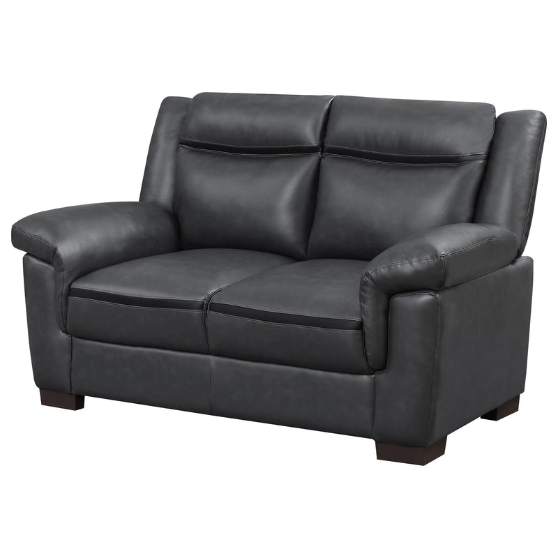  Coaster Furniture Arabella 506592 Upholstered Padded Arm Loveseat - Grey IMAGE 3